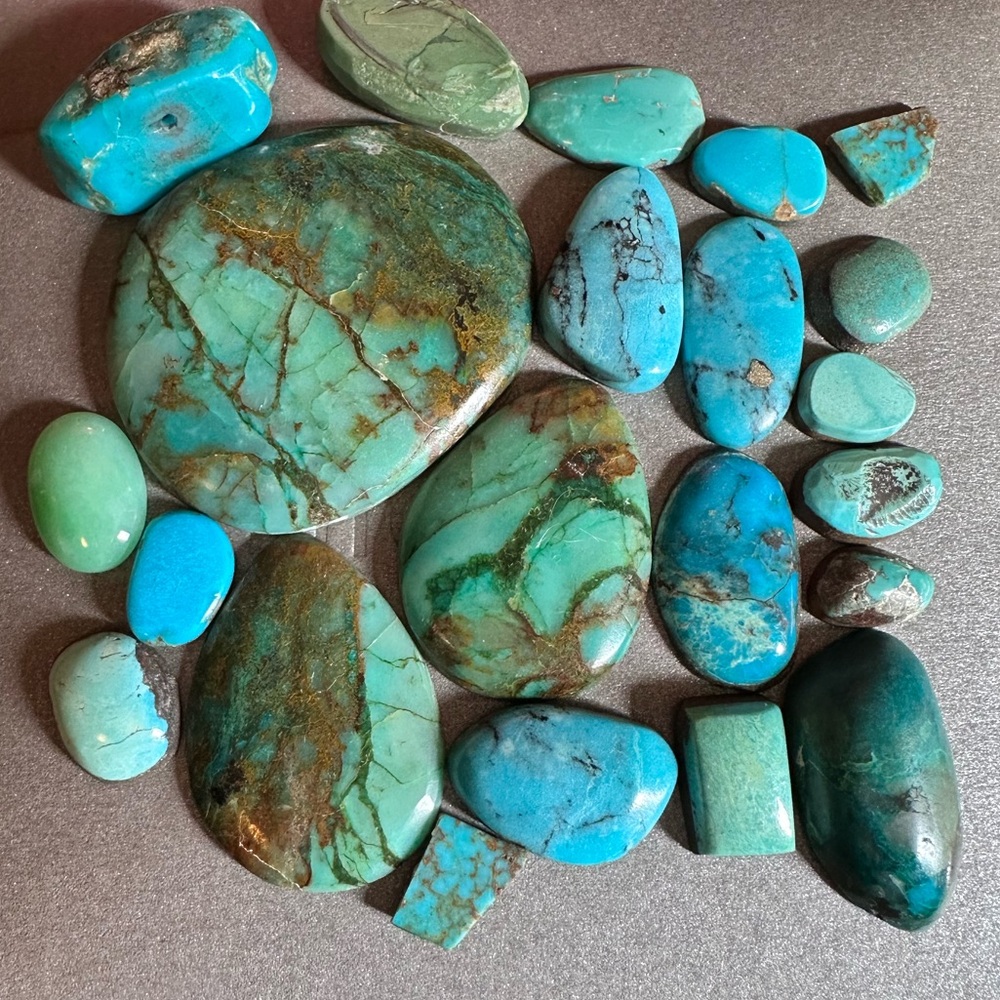Assorted  Genuine Turquoise Gemstones Backed for Jewelry Making